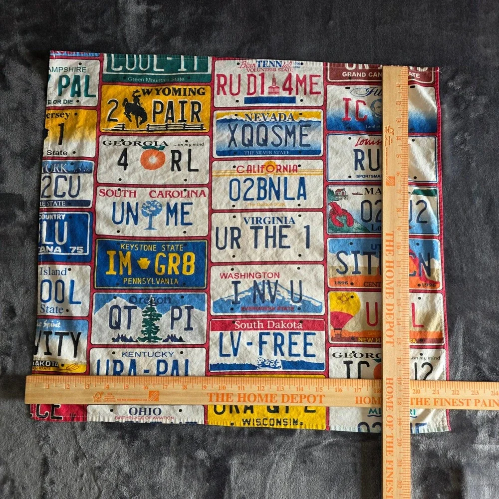Vintage US License Plate Print Bandana Cotton  Scarf Americana Handkerchief